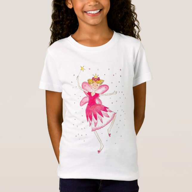 Cute Pink Fairy Girls T-Shirt (Front)