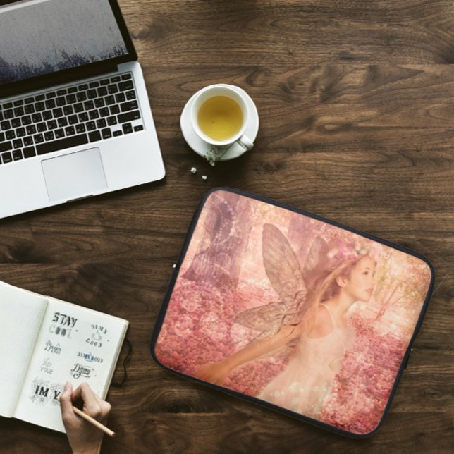 Cute Pink Fairy of Spring Fantasy Art Laptop Sleeve (Creator Uploaded)