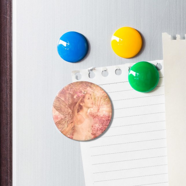 Cute Pink Fairy of Spring Fantasy Art Magnet (Creator Uploaded)