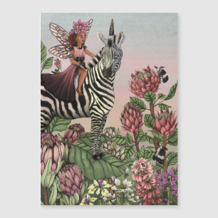 Cute Pink Fairy on Zebra Unicorn Floral Art 