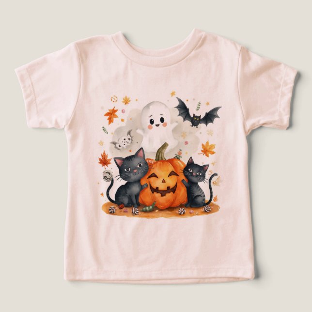 Cute Pink Fall Ghost Halloween (Design Front)