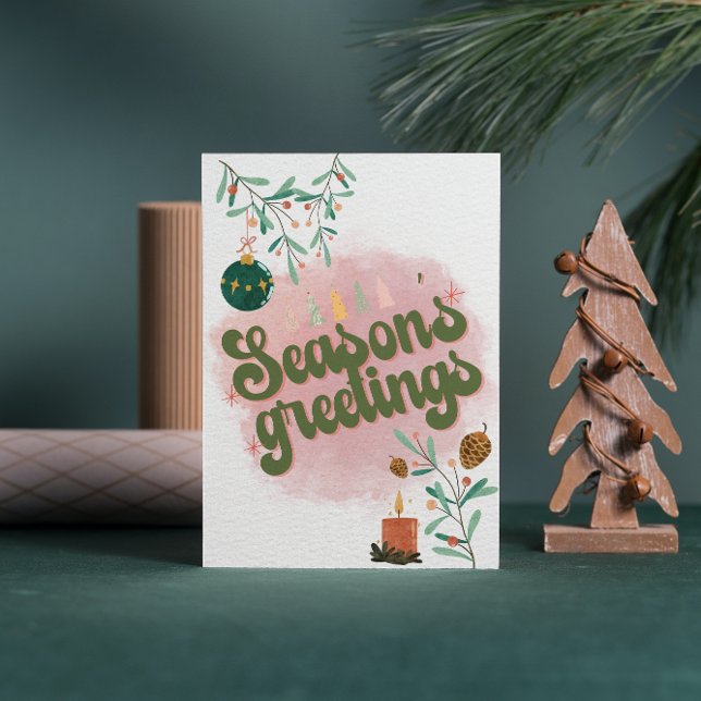 Cute pink Family or business Flat Holiday Card (Creator Uploaded)