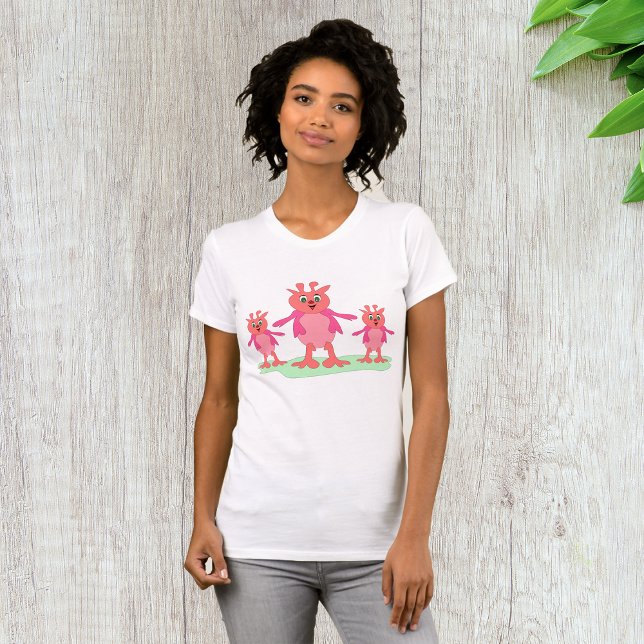 Cute Pink Fantasy Creatures Whimsical Aliens  T-Shirt (Creator Uploaded)