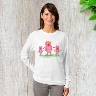 Cute Pink Fantasy Creatures Whimsical Aliens T-Shirt