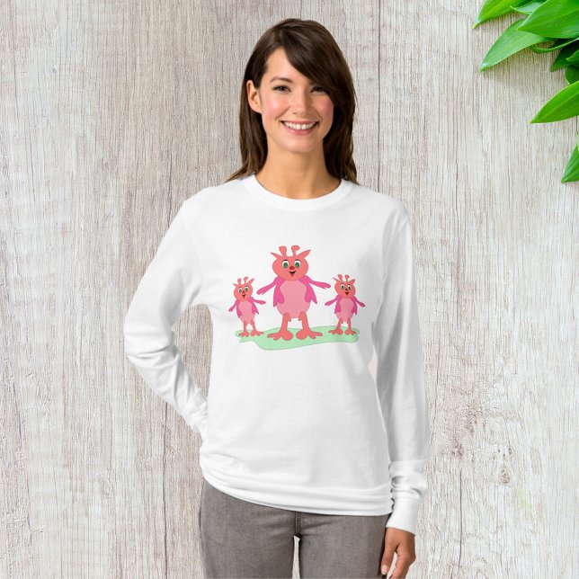 Cute Pink Fantasy Creatures Whimsical Aliens  T-Shirt (Creator Uploaded)