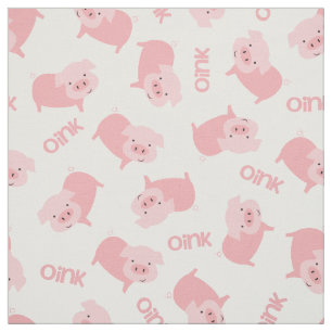 Cute Pink Farm Pigs Pattern Fabric