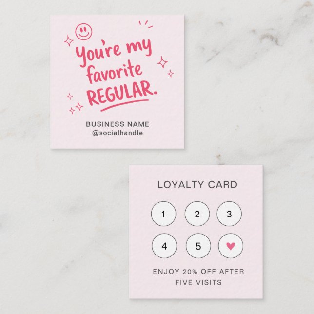 Cute Pink Favourite Regular Loyalty Card Design (Front/Back)