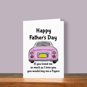 Cute Pink Figaro Car Figarations Father's Day Card