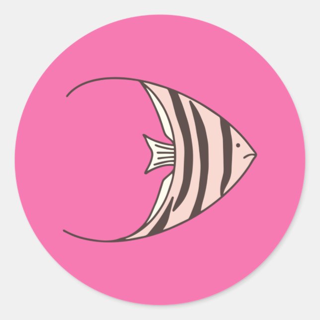 Cute pink fish classic round sticker (Front)