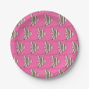 Cute Pink Fish Kids Party Paper Plate
