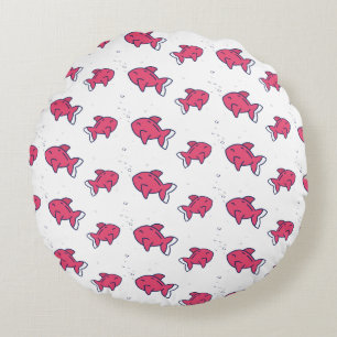 Cute Pink Fish Pattern Round Cushion