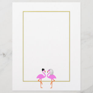 Cute Pink Flaingo Bride Groom Wedding