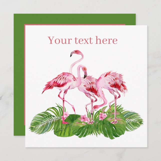 cute pink flamingo add text card (Front/Back)