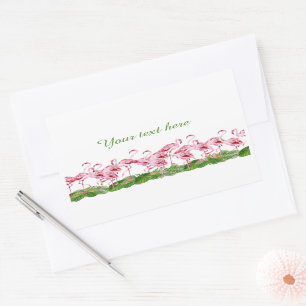 cute pink flamingo add text rectangular sticker