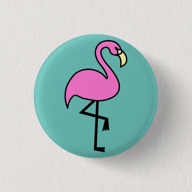 Cute Pink Flamingo Badge Pin Button (Front)
