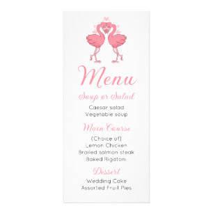 Cute Pink Flamingo Beach Tropical Wedding Menu