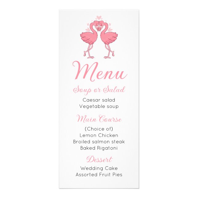 Cute Pink Flamingo Beach Tropical Wedding Menu (Front)