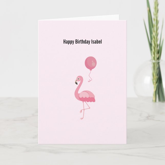 Cute Pink Flamingo Birthday Card (Front)