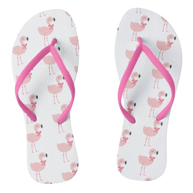 Cute Pink Flamingo Cartoon Pattern Jandals (Footbed)