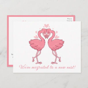 Cute Pink Flamingo Change of Address Tropical Love Postcard