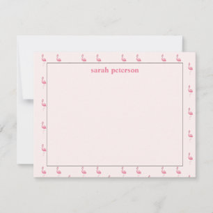 Cute pink flamingo custom name pink card