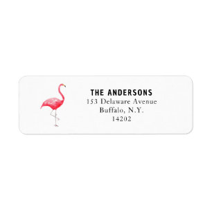 Cute Pink Flamingo Hand-Illustrated Return Address