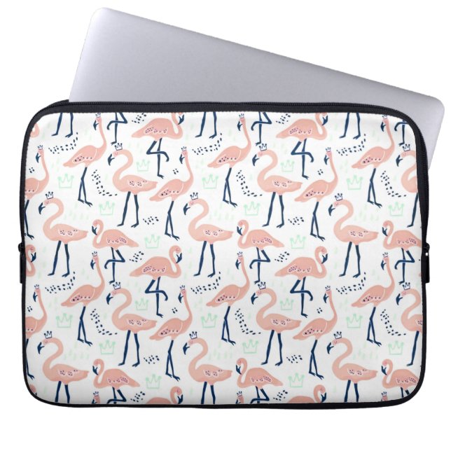 Cute pink flamingo  laptop sleeve (Front)