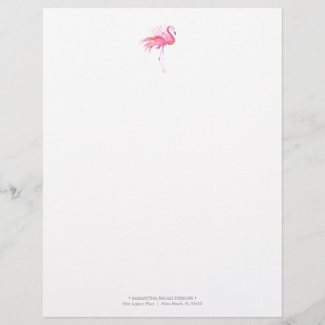 Cute Pink Flamingo Letterhead (Front)