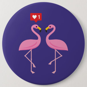 Cute Pink Flamingo Like Heart Pastel 6 Cm Round Badge