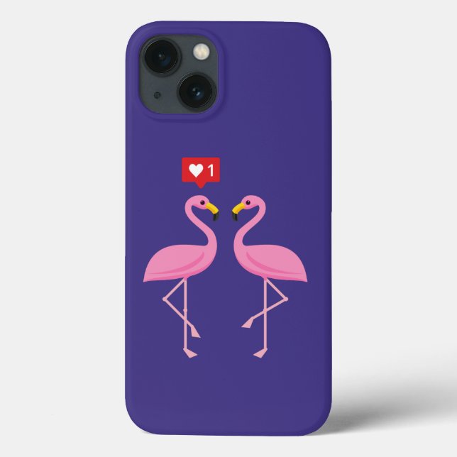 Cute Pink Flamingo Like Heart Pastel Case-Mate iPhone Case (Back)
