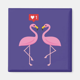 Cute Pink Flamingo Like Heart Pastel Magnet