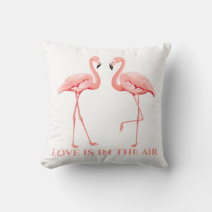 Cute Pink Flamingo Love Tropical Wedding Gift Cushion