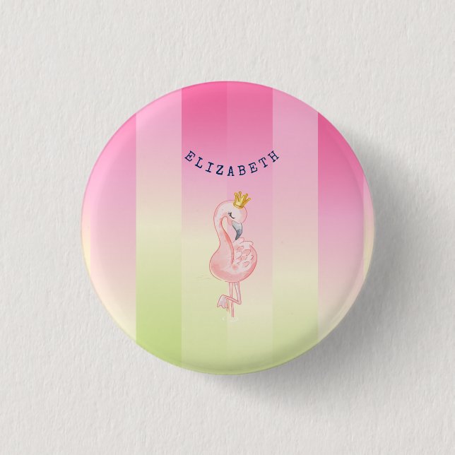 Cute Pink Flamingo Ombre Striped     3 Cm Round Badge (Front)