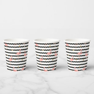 Cute Pink Flamingo Seamless Pattern Paper Cups