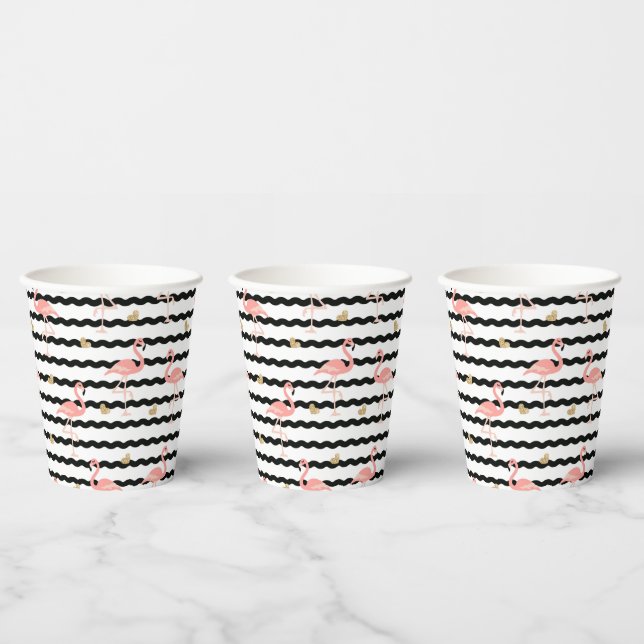 Cute Pink Flamingo Seamless Pattern Paper Cups (Multi)