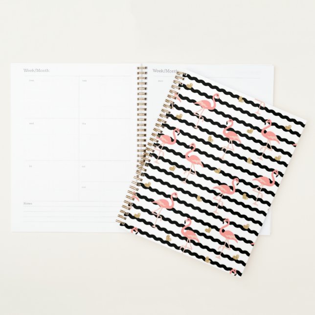 Cute Pink Flamingo Seamless Pattern Planner (Display)