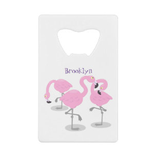 Cute pink flamingo trio cartoon illustration