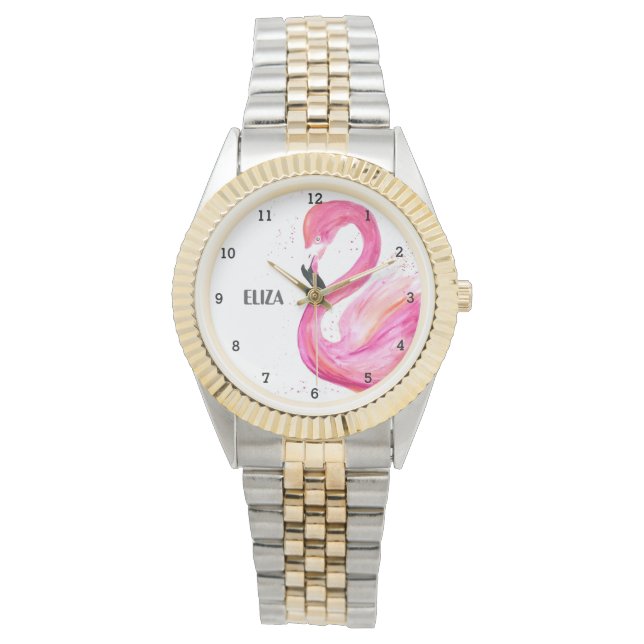 Cute Pink Flamingo Tropical Bird Wildlife Watch (Front)