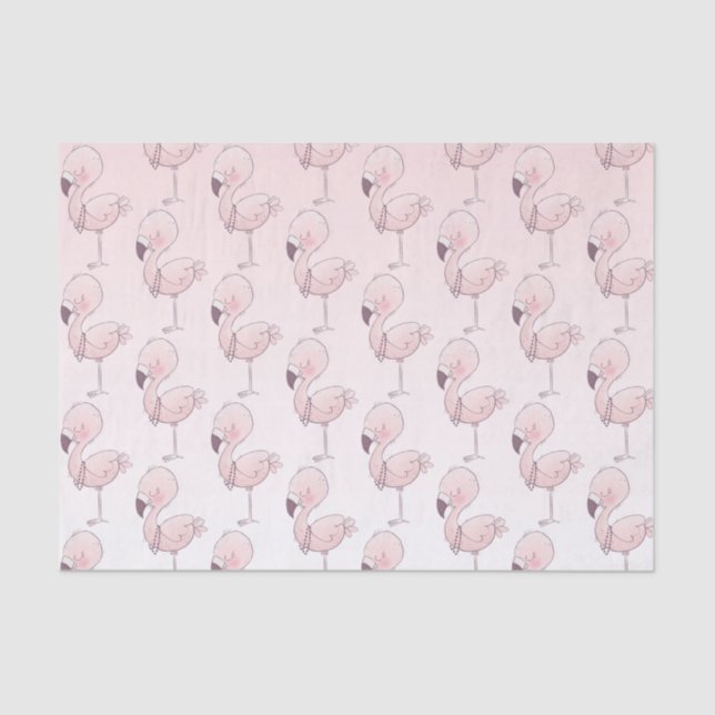 Cute Pink Flamingo Tropical Pattern Tissue Paper (Front)