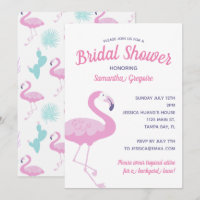 Cute Pink Flamingo Tropical Summer Bridal Shower