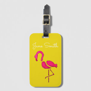 Cute pink flamingo unique bird luggage tag