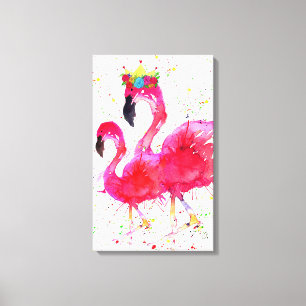 Cute Pink Flamingo with a Crown Canvas 16"x26"