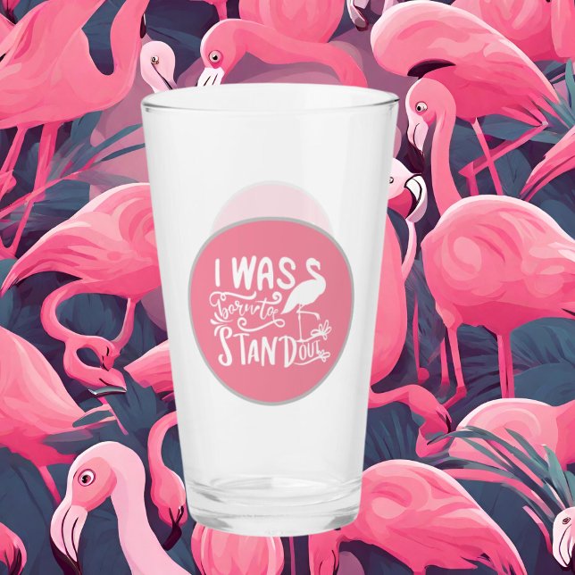 cute pink flamingo word art Glass (Creator Uploaded)