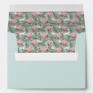 Cute Pink Flamingoes And Palm Leafs Pattern Envelope