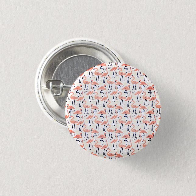 Cute pink flamingos  3 cm round badge (Front & Back)