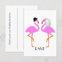 Cute Pink Flamingos Bride & Groom Wedding