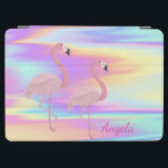 Cute Pink Flamingos Holographic iPad Air Cover<br><div class="desc">This image features elegant tropical pink flamingos. An elegant and sophisticated design.</div>