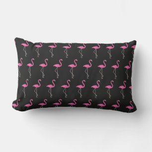 Cute Pink Flamingos on Black - Outdoor Cushion