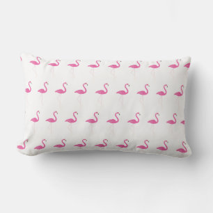 Cute Pink Flamingos on White - Outdoor Lumbar Cushion