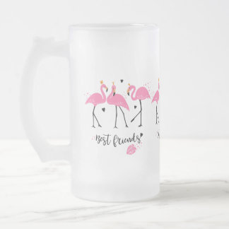 Cute pink flamingos Premium Vector Frosted Glass Beer Mug
